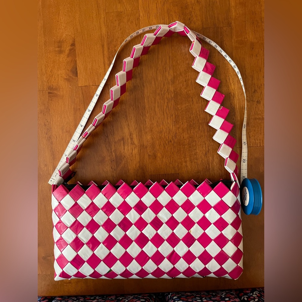 Hand made gun wrapper purse checkered pink white